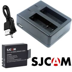 Orjinal SJCAM 5000 Yedek Batarya ve Çiftli USB Şarj Cihazı Seti