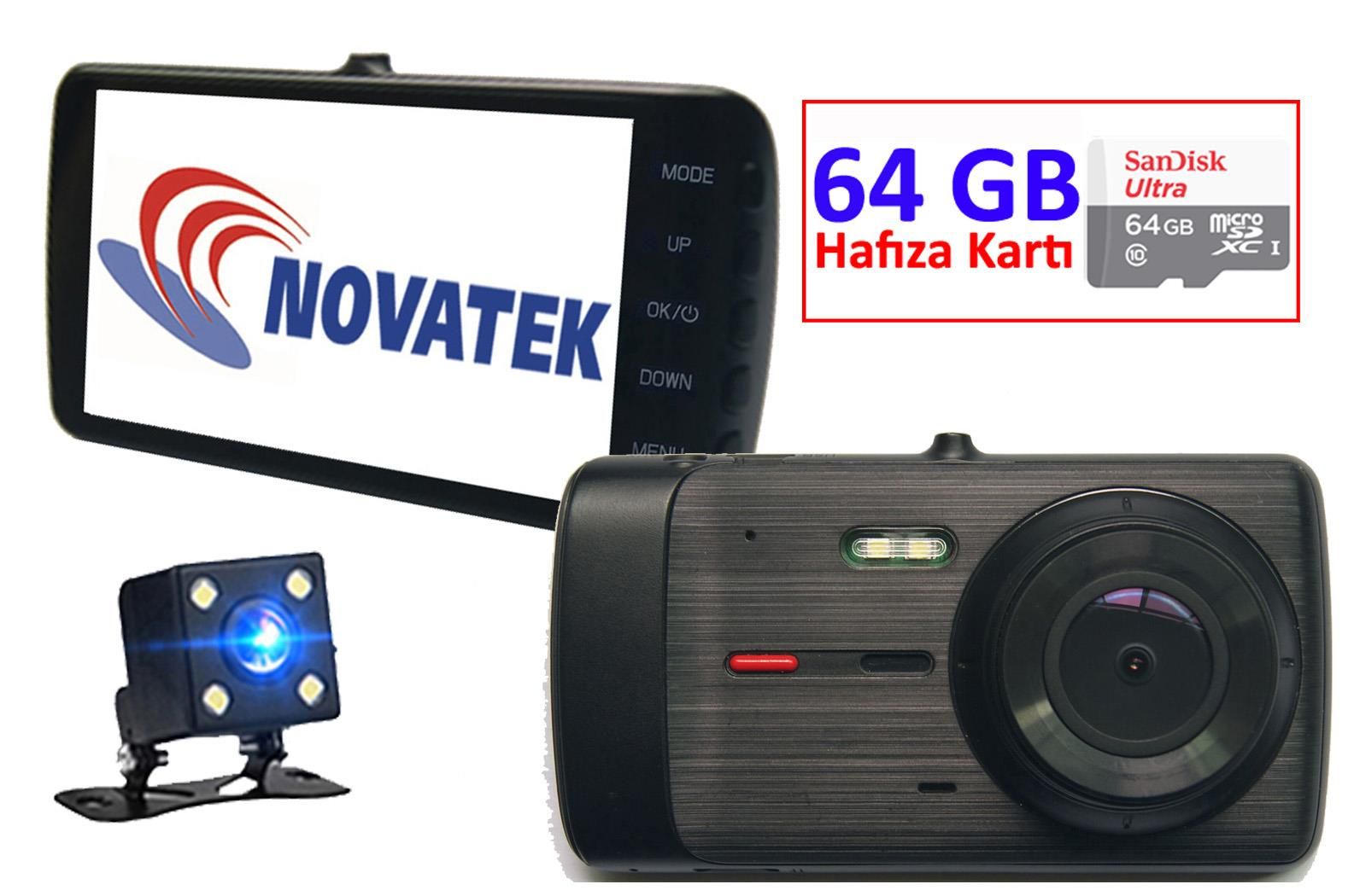 Novatek NT92D+64GB Hafıza Kartlı Full HD Gece Görüşlü Araç Kamera