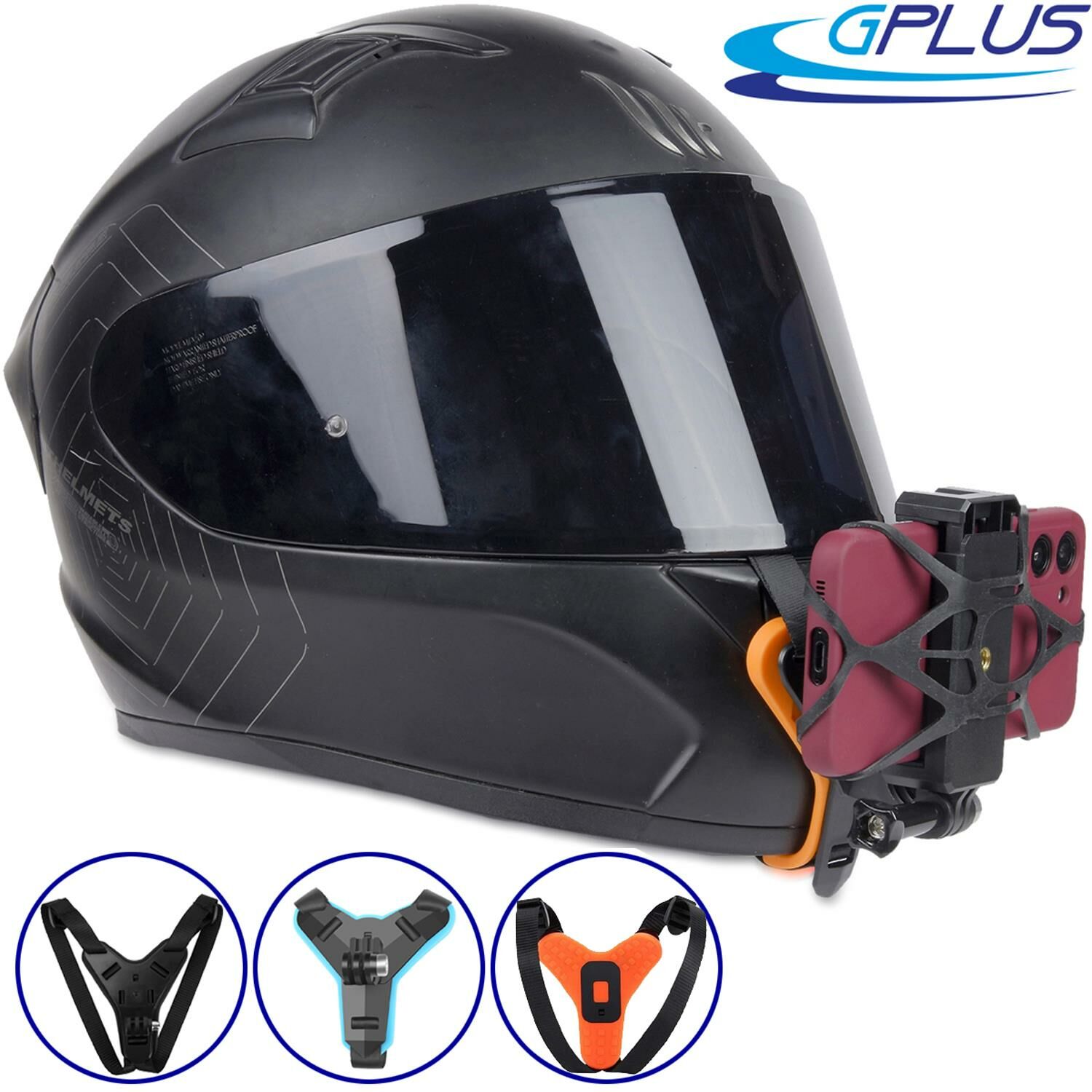 Gplus GP525 Cep Telefonu Aksiyon Kamera Motor Kask Çene Yatay Dikey Telefon Bağlantı Aparatı GP525