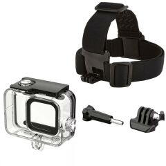 Gopro Hero 8 Housing Kafa Bandı ve Göğüs Kemeri 5 Parça Set GO208