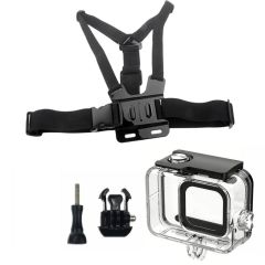 Gopro Hero 10 Hero 9 Muhafaza ve Göğüs Kemeri 4 Parça Set GO209