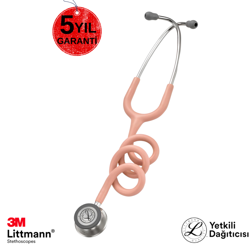 5910 ŞAMPANYA GÜLÜ, 3M Littmann Klasik 3 Steteskop Şampanya Gülü Stetoskop (Saten Kaplama)