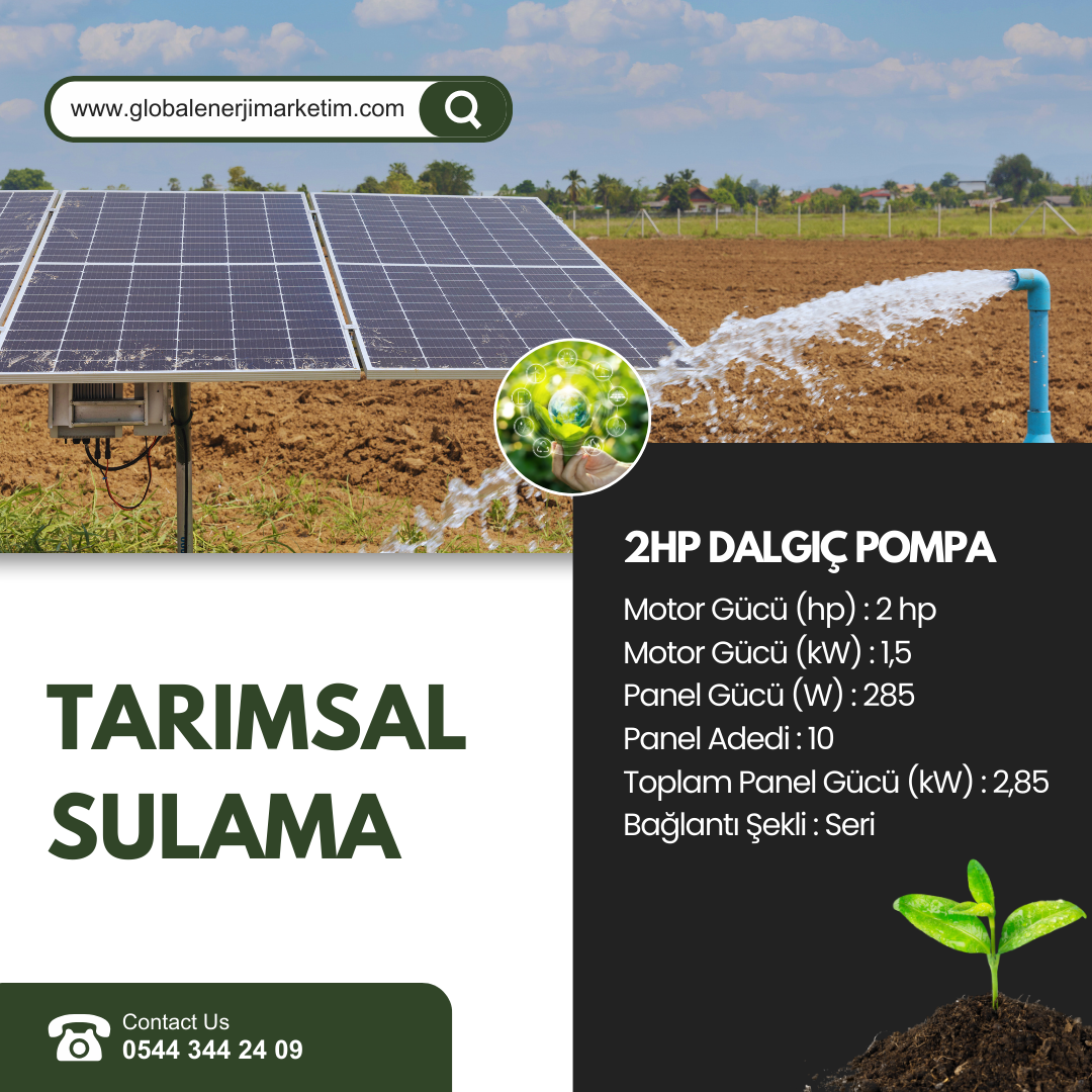 2HP DALGIÇ POMPA - TARIMSAL SULAMA SİSTEMİ  PAKETLERİ