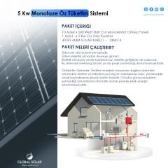 Güneş Enerjili 5 Kw Monofaze Öz Tüketim Sistemi