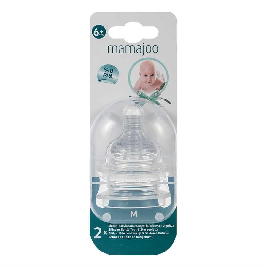 Mamajoo %0 BPA Silikon Biberon Emziği İkili M No:2 6 ay+