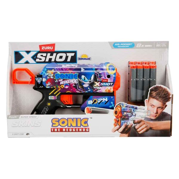 X-Shot Skins Flux Sonic The Hedgehog Sünger Atan Silah 21 cm Super Speed Zr-36648D