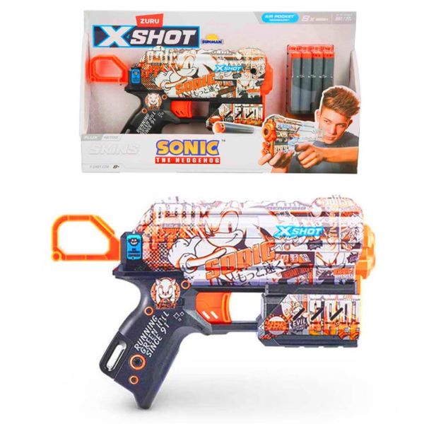 X-Shot Skins Flux Sonic The Hedgehog Sünger Atan Silah 21 cm Retro Zr-36648E