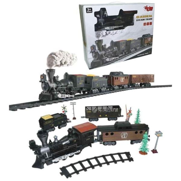 Oyuncak Buharlı Tren Seti 30 Parça Classic Sesli ve Işıklı VR-1613A