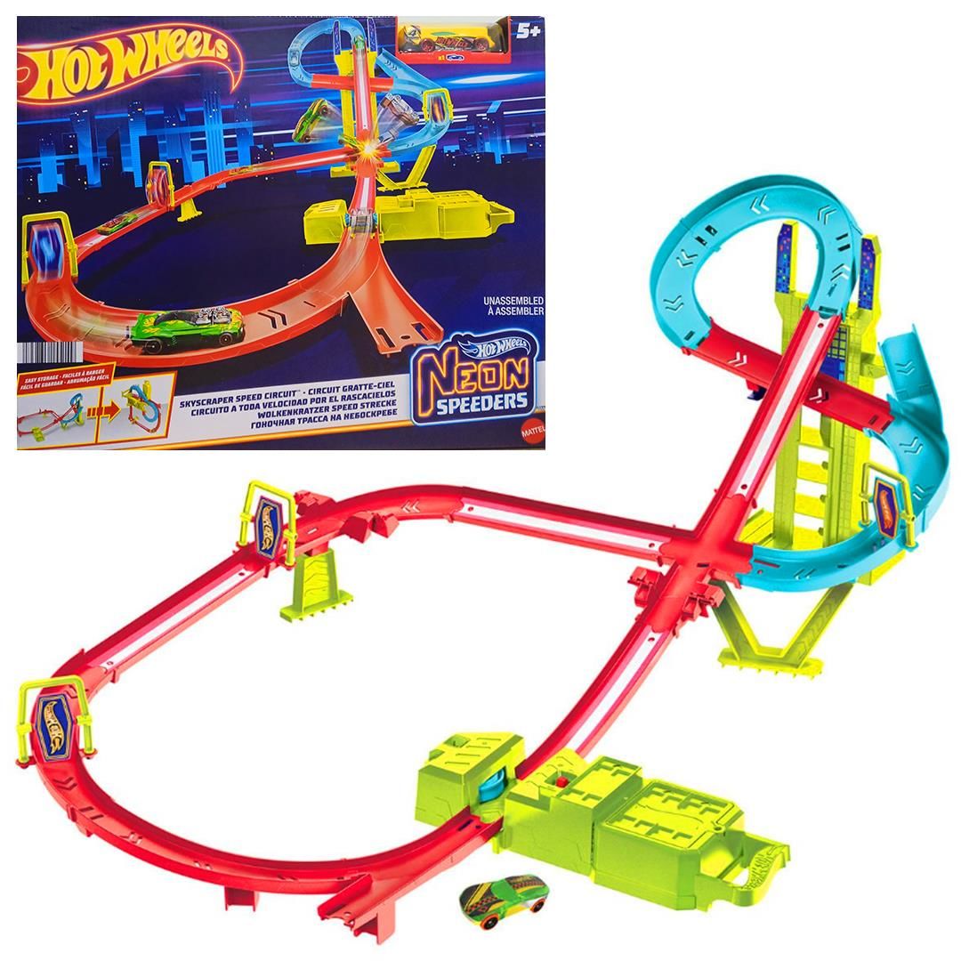 Hot Wheels Neon Yarışlar Çoklu Yarış Heyecanı Pist Seti HPC07 Oyuncak Seti