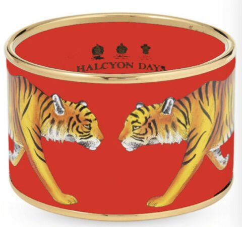 Tiger Red & Gold Enamel Cuff Bangle