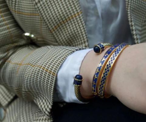 Salamander Torque Deep Cobalt & Gold Bangle