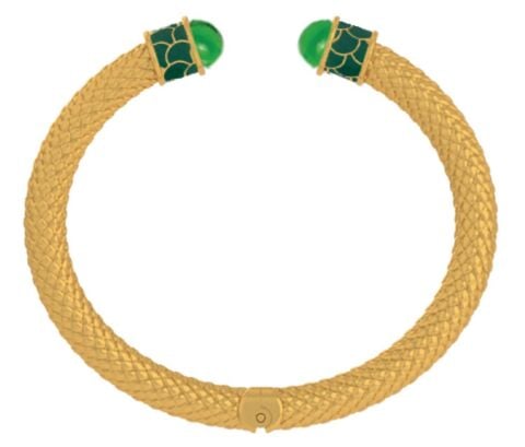 Minoan Emerald Jewel Gold Hinged Torque Bangle