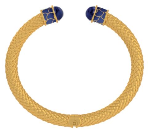 Minoan Deep Cobalt Gold Hinged Torque Bangle