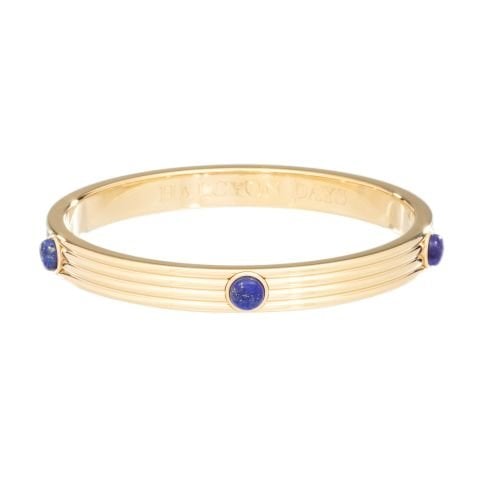 Ribbed Cabochon - Deep Cobalt - Gold - Bangle