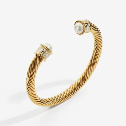 Maya - Ivory - Gold - Torque Bangle