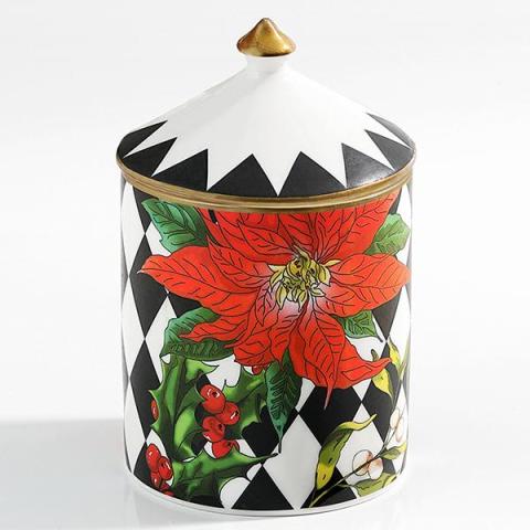 Parterre Black with Poinsettia - Cinnamon & Orange - Lidded Candle