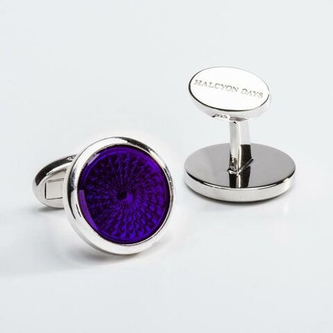 Agama Engine Turned - Amethyst -Sterling Silver Cufflinks - NEW