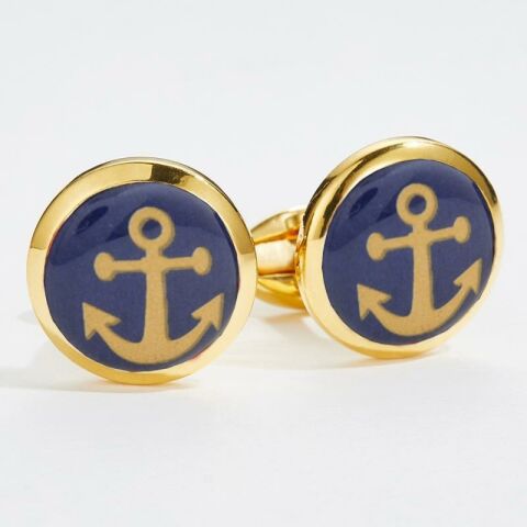 Gold Anchor  - Round - Gold - Cufflinks