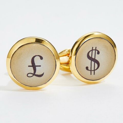 Pound & Dollar - Gold - Cufflinks