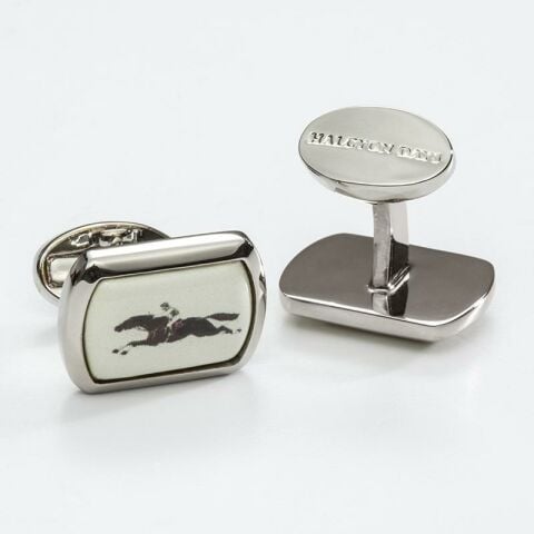 Race horse - Rectangular - Palladium  - Cufflinks