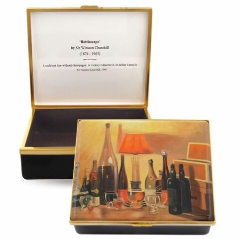 CH - Bottlescape - Leather Lined Enamel Box - LE 50