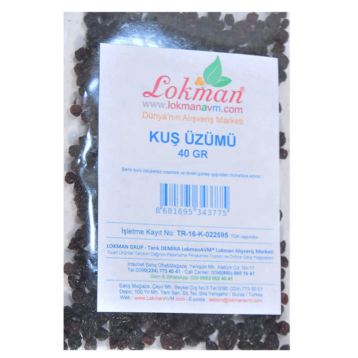 LokmanAVM Kuş Üzümü Doğal 40 Gr Paket