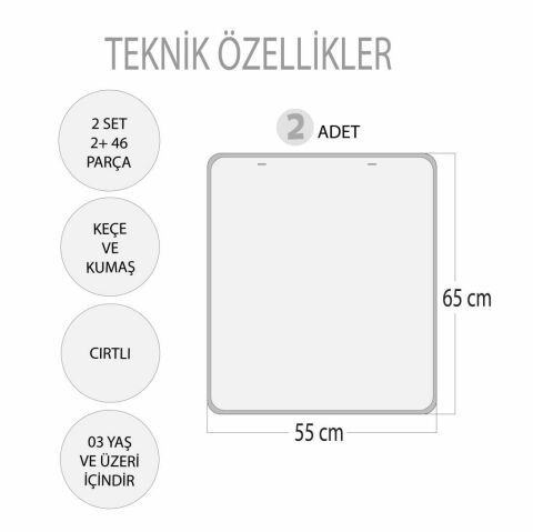 2 Set - 46 Parça  Benim Programım ve Sorumluluk Çizelgem Keçe Cır