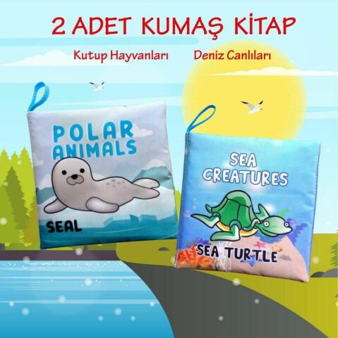 2 Kitap Tox İngilizce Kutup Hayvanları ve Deniz Canlıları Kumaş S