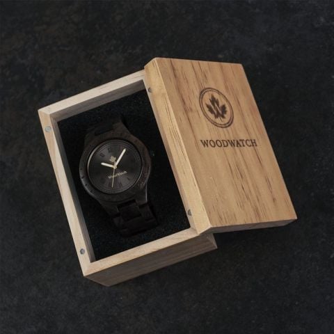 WoodWatch Oaklee Black Sandal Ahşap Kol Saati - 47mm