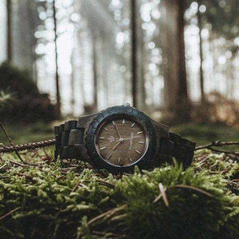 WoodWatch Lotus Green Ahşap Kol Saati - 34mm