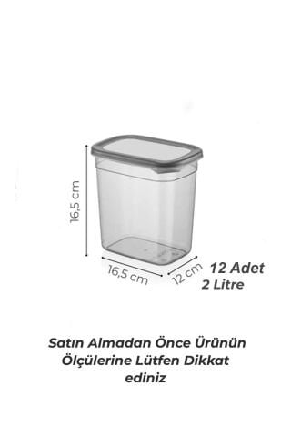 Kitchen Life 12 Adet Jumbo Boy Dikdörtgen Saklama Kabı Seti - 2000 ml Süper Set