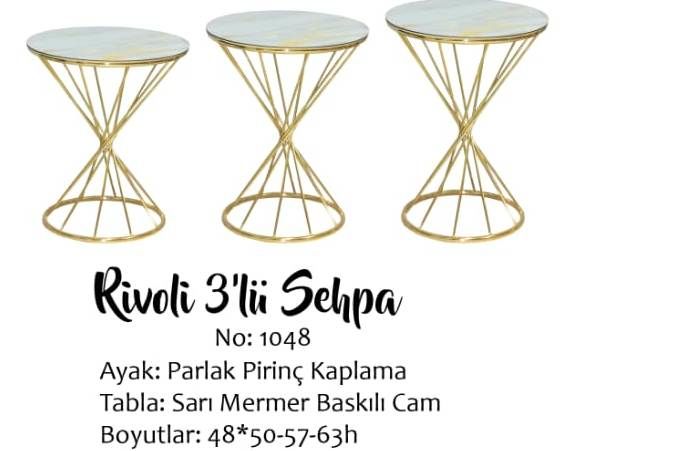 Brc Zigon 13411 Rivoli Model Beyaz Mermer desen Metal Gold Kaplam