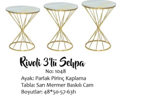 Brc Zigon 13411 Rivoli Model Beyaz Mermer desen Metal Gold Kaplam