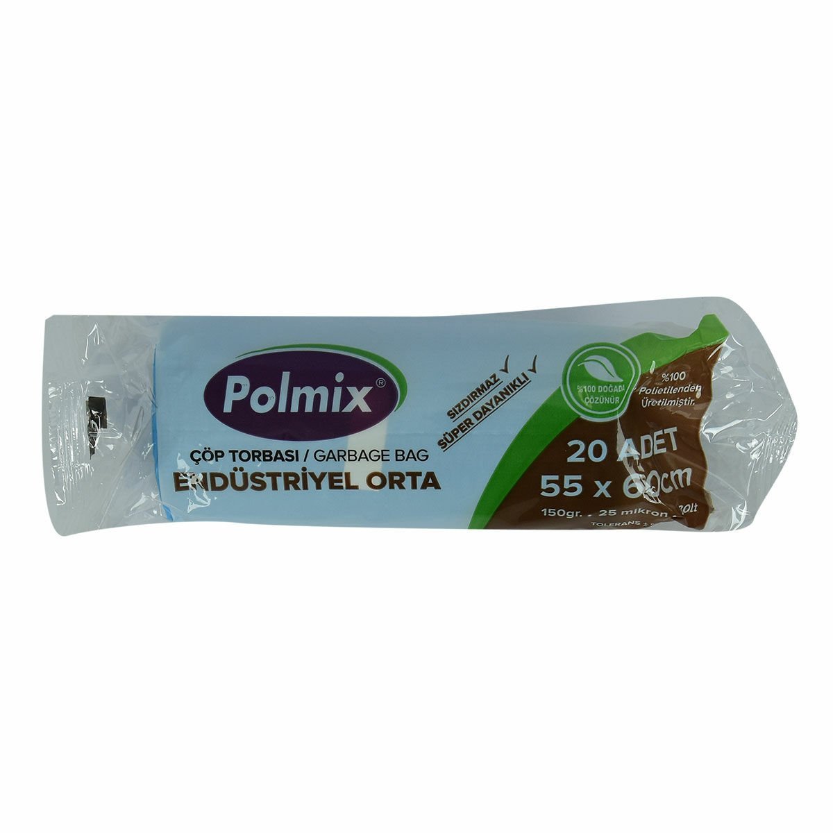 Polmix Çöp Torbası Orta Boy 55x60Cm 150Gr 25Mikron 30Lt Mavi Rulo