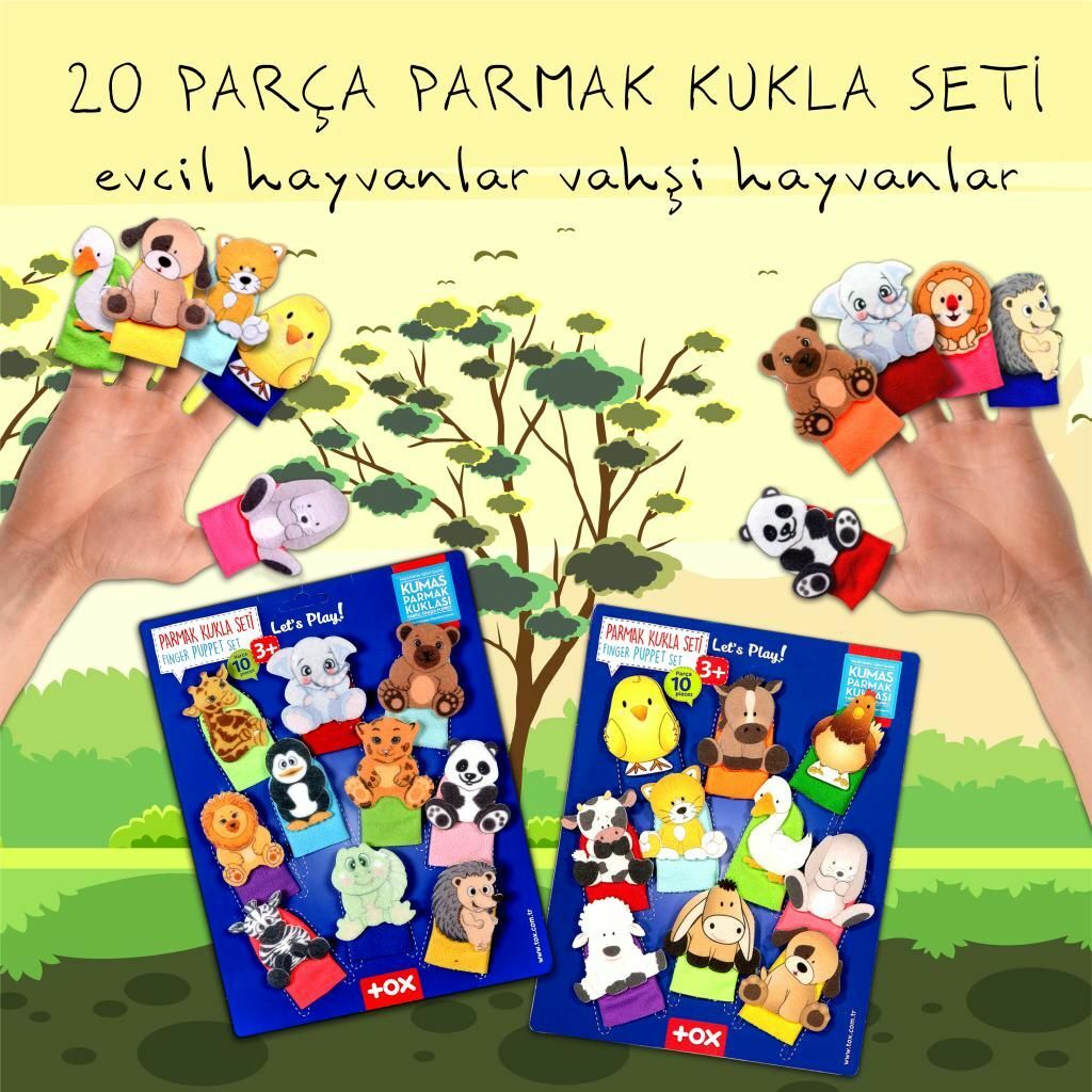 2 Set - 20 Parça Tox Evcil Hayvanlar ve Vahşi Hayvanlar Parmak Ku