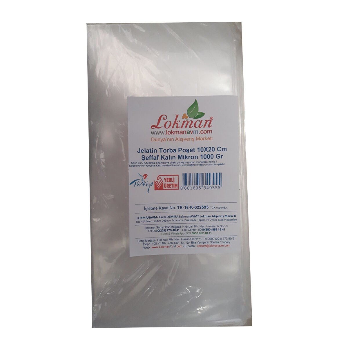 LokmanAVM Jelatin Torba Poşet 10X20 Cm Şeffaf Kalın Mikron 1000 G