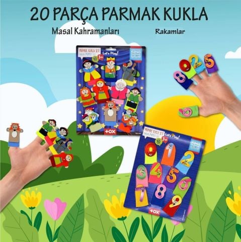 2 Set - 20 Parça Tox Masal Kahramanları ve Rakamlar Parmak Kukla