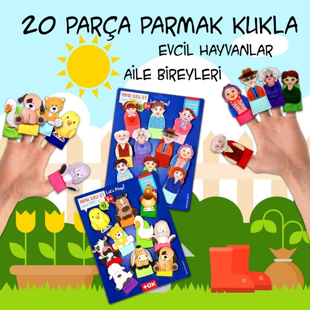 2 Set - 20 Parça Tox Evcil Hayvanlar ve Aile Bireyleri Parmak Kuk