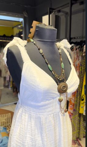 Süreyya Vintage Müslin Beyaz Mini Elbise