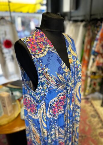Süreyya Vintage Çiçekli Sıfır Kol Elbise