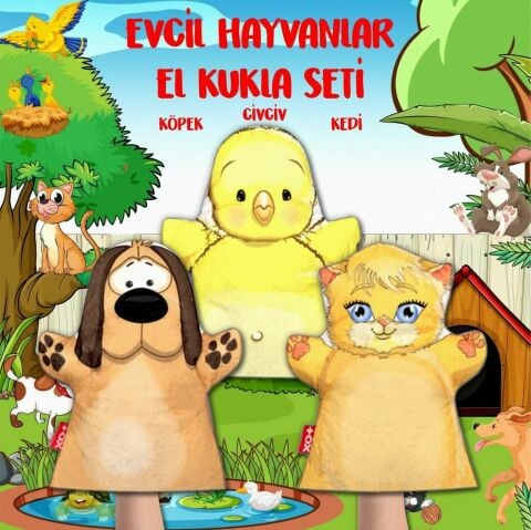 3 Parça Tox Evcil Hayvanlar El Kukla Set , Eğitici Oyuncak