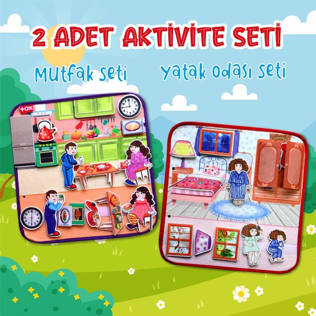 2 Set - 32 Parça Tox Mutfak ve Yatak Odası Keçe Cırtlı Aktivite S