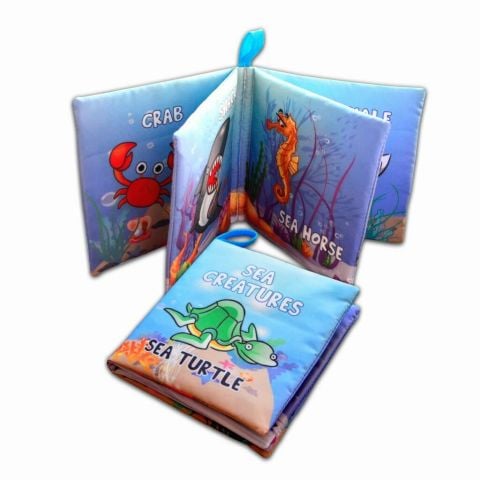 Tox İngilizce Deniz Canlıları Kumaş Sessiz Kitap E122 - Bez Kitap