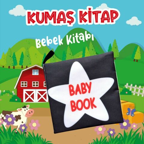 Tox İngilizce Siyah Beyaz Bebek Kumaş Sessiz Kitap E136 - Bez Kit