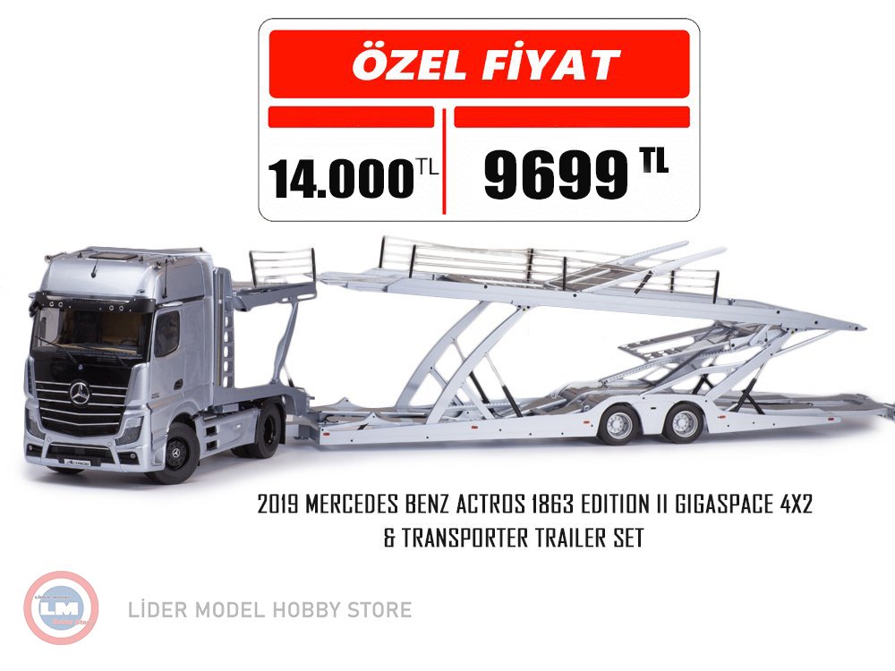 1:18 2019 Mercedes Benz Actros MP5 4x2 ve Araç Taşıyıcı Trailer