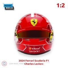 1:2 Miniature Helmets 2024 Ferrari Scuderia F1 Helmet - Kask Charles Leclerc
