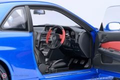 1:18 Autoart 2005 Nissan Skyline GT-R R34 Nismo Z-Tune Bayside Blue Carbon Bonnet