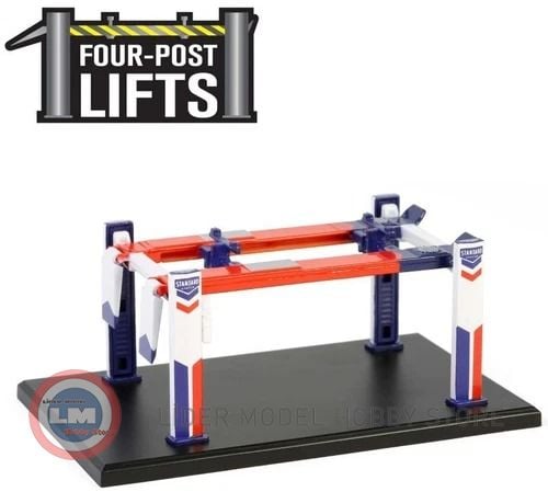 1:64 Greenlight Lift Auto Body Shop Four-Post Lifts Series 6 Standard Oil