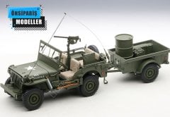 1:18 Jeep Willys Army Green with Trailer