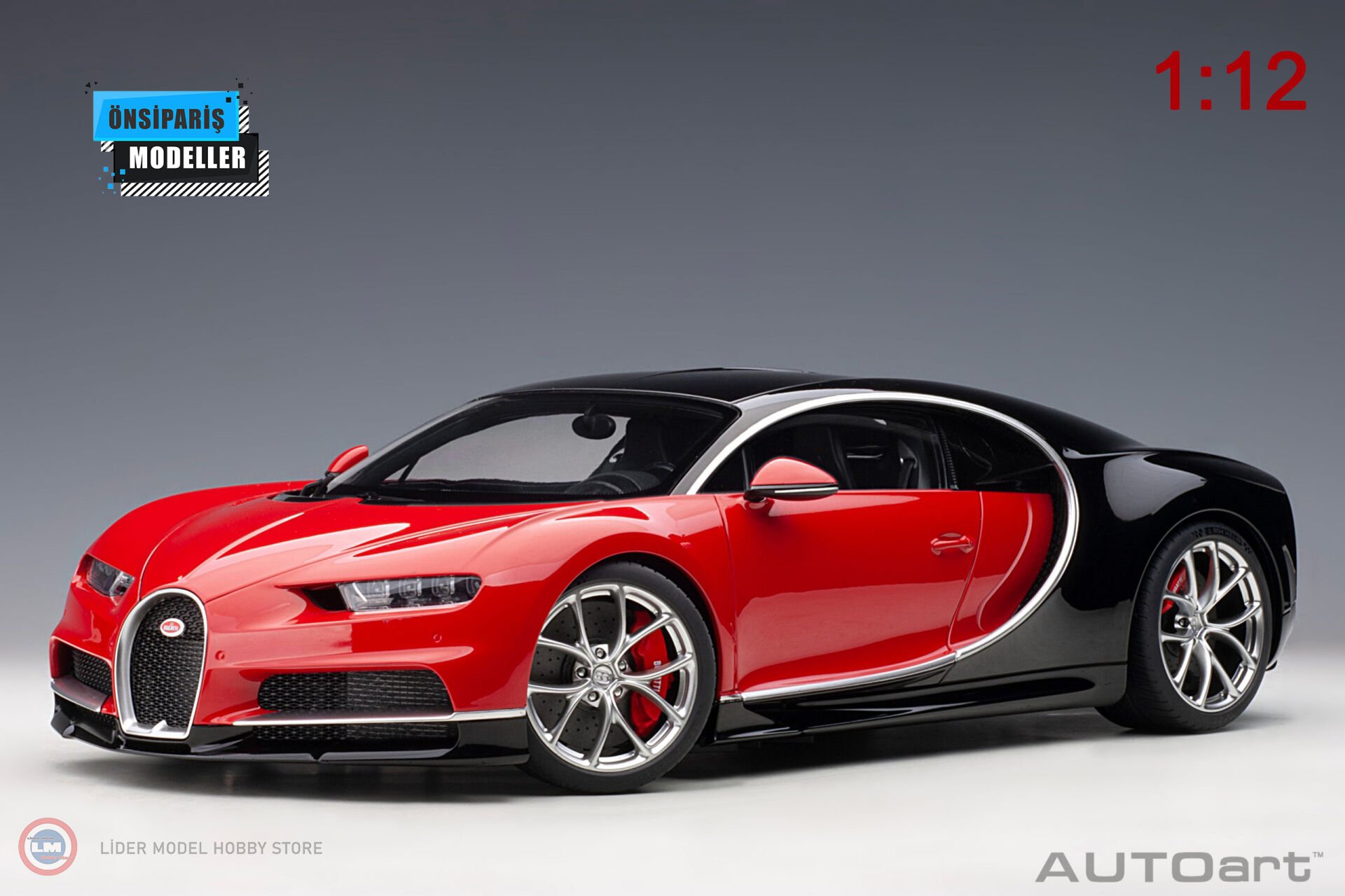 1:12 2017 Bugatti Chiron (Italian Red  Nocturne Black)